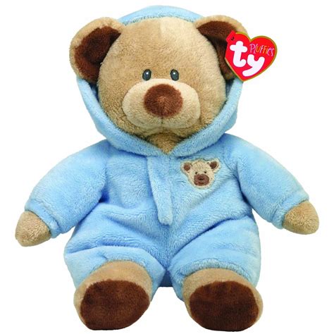 Pyoopeo Ty Pluffies Baby Bear Blue 11" 27cm Plush Medium Soft Stuffed ...