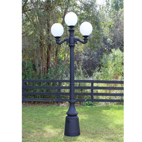 Three Ball Pole Light Street Fixture Antique Style Outdoor Vintage Replica Light - The Kings Bay