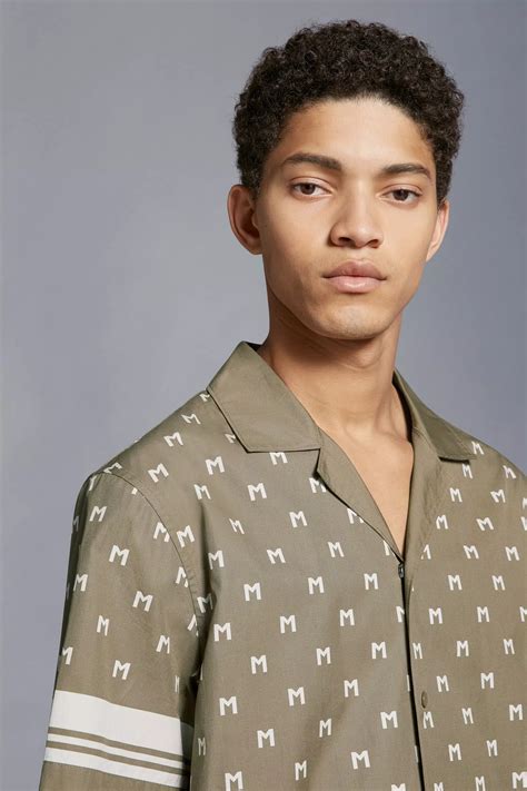 Beige & White Monogram Print Shirt - Polos & T-shirts for Men | Moncler HK