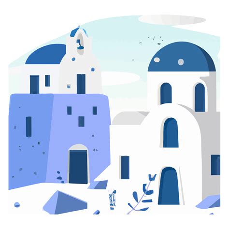 Santorini island, Greece. Vector flat illustration. 13223477 Vector Art ...