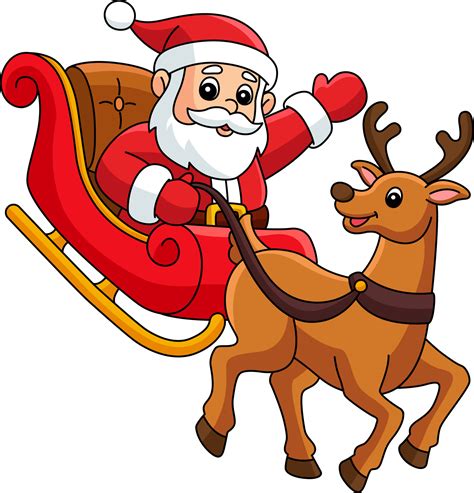 Christmas Santa Sleigh a Reindeer Cartoon Clipart 10789063 Vector Art at Vecteezy