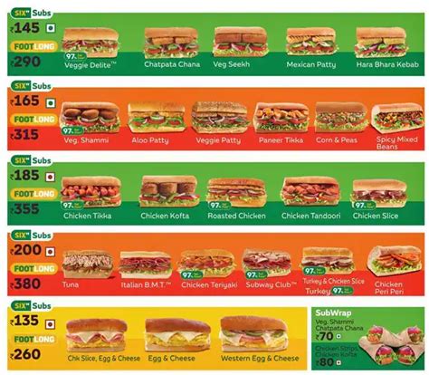 Subway Menu, Menu for Subway, Mahakali, Mumbai - Zomato