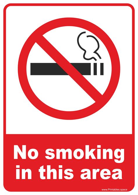 No smoking in this area - printable sign - Free Printables