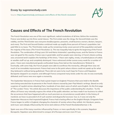 Causes and Effects of The French Revolution - Free Essay Example - 1046 ...