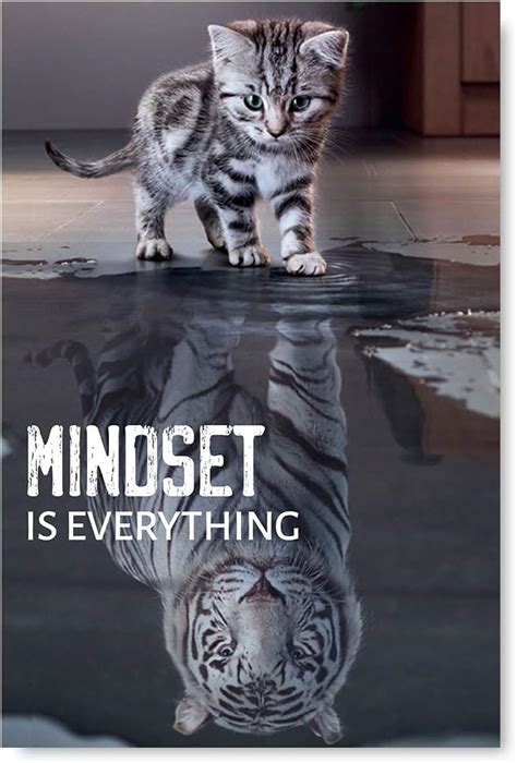 Buy Mindset is Everything Poster Art Funny Cat Illustration Inspirational Poster Motivational ...