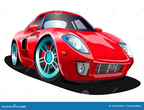 Sports Red Cartoon Car On A White Background. Vector Illustration Stock Vector - Illustration of ...