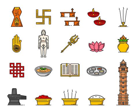 Jainism religion icons of indian religious symbols 11762582 Vector Art at Vecteezy