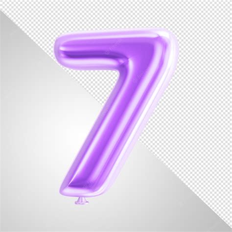 Premium PSD | A purple balloon with the number 7 in the middle.