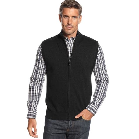 Oscar de la renta Zip Cotton Sweater Vest in Black for Men | Lyst