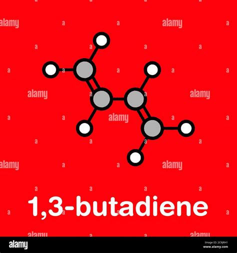 Butadiene (1,3-butadiene) synthetic rubber building block molecule. Used in synthesis of ...