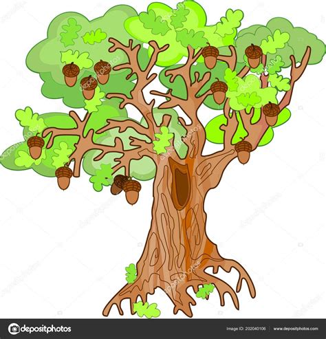 Oak Tree With Acorns Clip Art