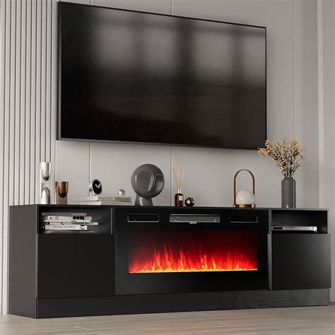 MELLCOM 79" Fireplace TV Stand With 40" Electric Fireplace, Entertainment Center With Adjustable ...