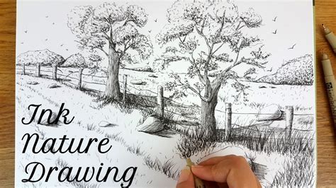 √ Landscape Easy Ink Drawing Pen Sketch - Popular Century