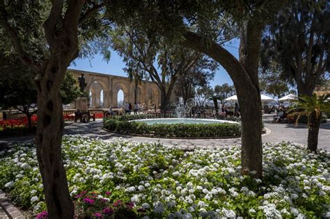 Fountain in Upper Barrakka Gardens, Valletta, Malta Stock Image - Image of botanical ...