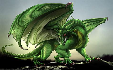 Online crop | HD wallpaper: Green Dragon Fantasy Digital Art Hd Desktop Wallpaper | Wallpaper Flare