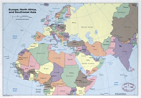 Large detailed political map of Europe, North Africa and Southwest Asia - 1981 | Other maps of ...