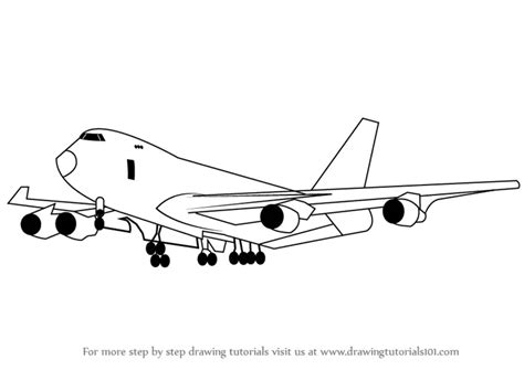 How to Draw a Boeing 747 (Airplanes) Step by Step | DrawingTutorials101.com