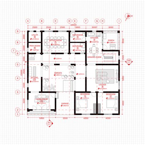 Modern House Office Architecture Plan with floor plan metric units ...