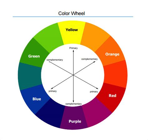 Printable primary color wheel - retreference