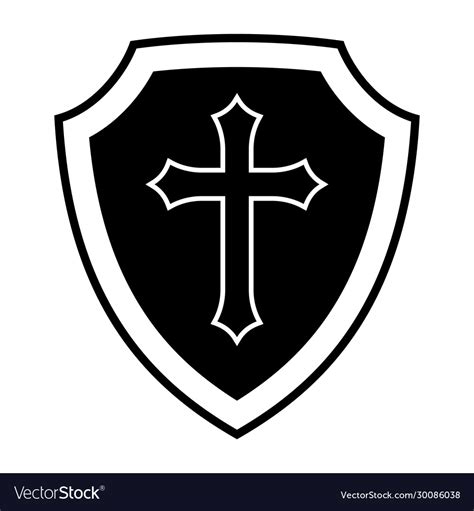 Christian cross and shield faith church logo Vector Image