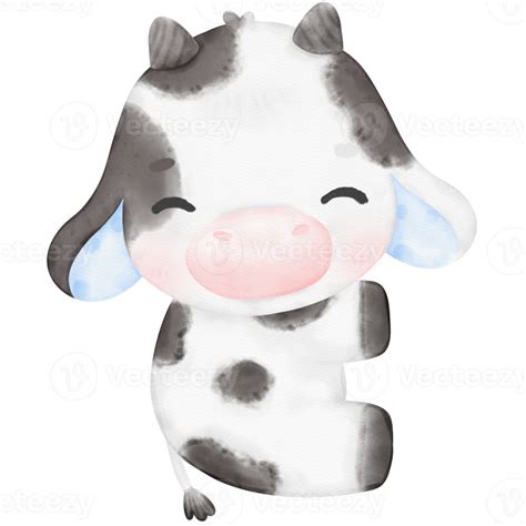 Cute Baby Cow watercolor Illustration 17745585 PNG