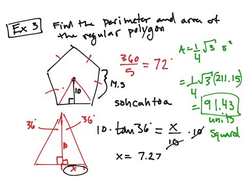 Examples for areas of regular polygons | Math, geometry | ShowMe