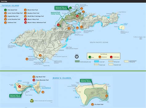 National Park of American Samoa trail map - Ontheworldmap.com