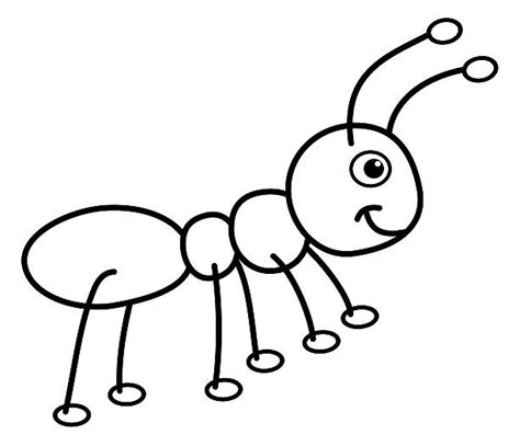 Outline Cute Ant Clipart Black And White - Jelitaf