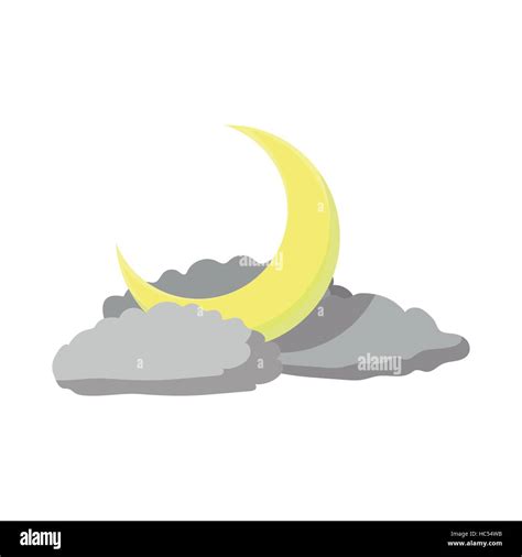 Sky with a moon and clouds icon, cartoon style Stock Vector Image & Art ...