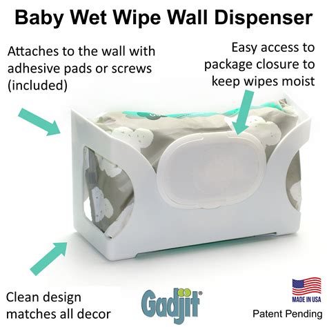 Gadjit Wet Wipes-Baby Wipes Wall Dispenser | Mounts on a Wall and Holds Up to an 84 Count Pack ...