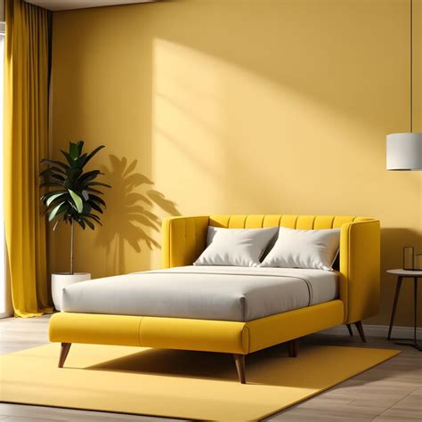 Premium AI Image | yellow bedroom interior with a yellow sofa and a lamp