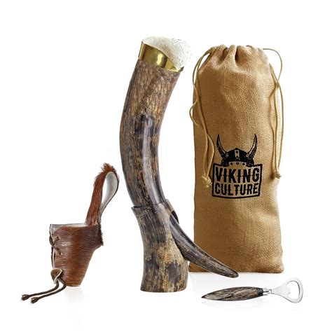 Viking Culture 16 oz. Viking Horn Mug with Beer Opener, Stand, Genuine – vikingculture