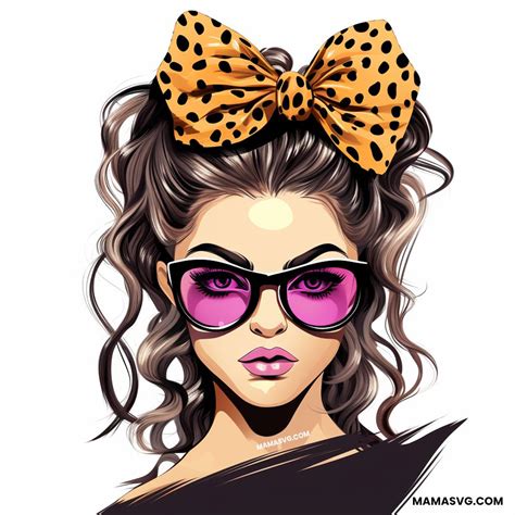 pretty girl with a hair bow, leopard print, sunglasses clipart ...