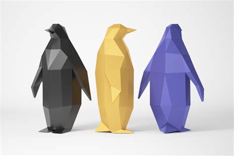 Polygonal Sculpture Penguin, Free PDF Template Papercraft - LACRAFTA