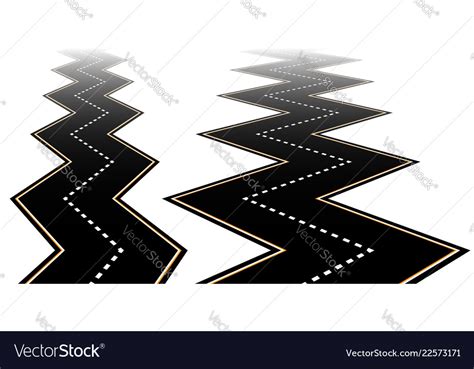 Winding zig zag roads vanishing to transparent Vector Image