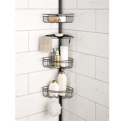 3-Tier Tension Pole Shower Caddy, 60 in. to 96 in., Oil-Rubbed Bronze - Walmart.com Shower Pole ...