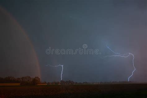 Lightning Storm with Rainbow Stock Image - Image of dusk, extreme: 276252103