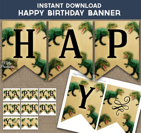 Printable Dinosaur Birthday Banner