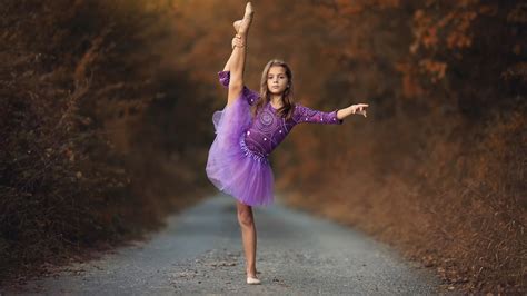 Cute Little Girl Is Standing On Road Giving Dance Pose Wearing Lavender Color Dress HD Cute ...