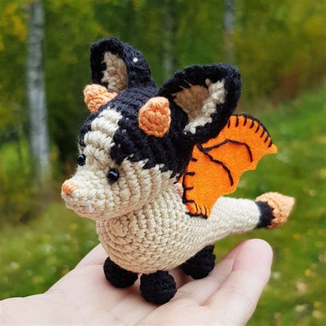 Bat Dragon plush toy. Creative me pets. Mini crochet animals. | Etsy