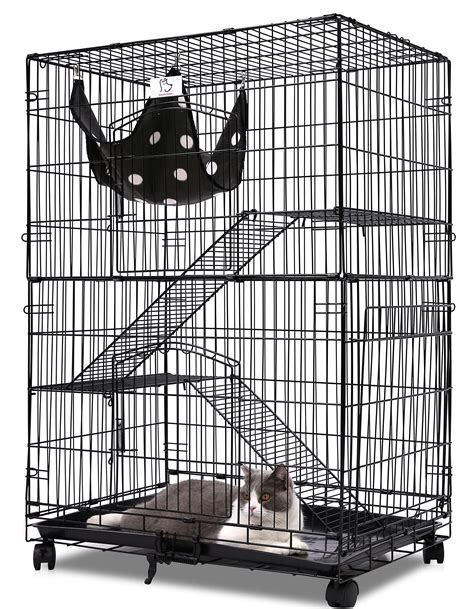 Homey PET INC Folding Wire Cat Ferret Habitat Crate with Casters,Tray and Hammock 30" for sale ...