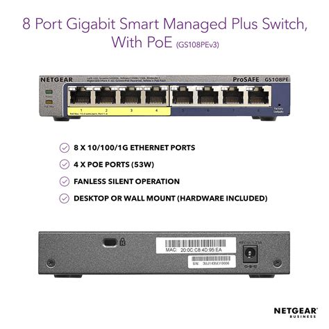 NETGEAR 8-Port Gigabit Ethernet Smart Managed Plus PoE Switch ...