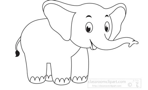 Animals Black and White Outline Clipart - cute-elephant-animal-educational-clip-art-graphic ...