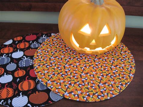 Halloween Round Placemats Reversible Set 2 4 6 Gray Modern | Etsy