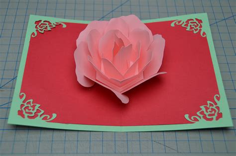 Rose Flower Pop Up Card Tutorial - Creative Pop Up Cards | Pop up card templates, Pop up ...