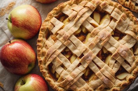 Premium AI Image | An apple pie with lattice crust