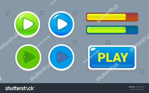 Vektor Stok Play Button Progress Bar Gui Set (Tanpa Royalti) 777727534 | Shutterstock