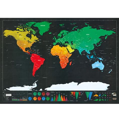 Deluxe Erase Black World Map Scratch off World Map Personalized Travel Scratch for Map Room Home ...