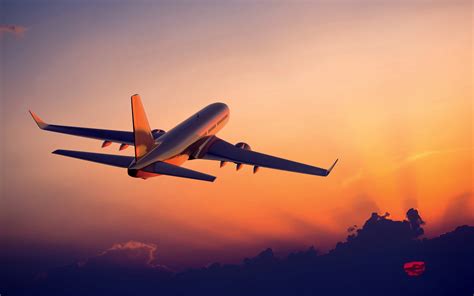 Grey airliner, sunset, sky, airplane, clouds HD wallpaper | Wallpaper Flare