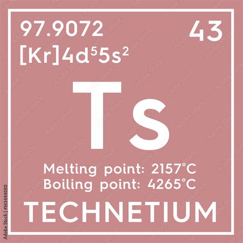 Technetium. Transition metals. Chemical Element of Mendeleev's Periodic Table. Technetium in ...